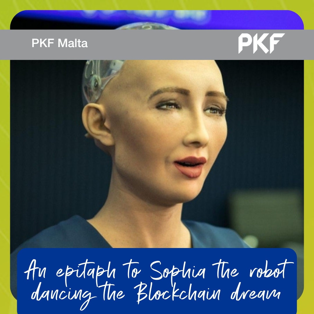 An epitaph to Sophia the robot dancing the Blockchain dream